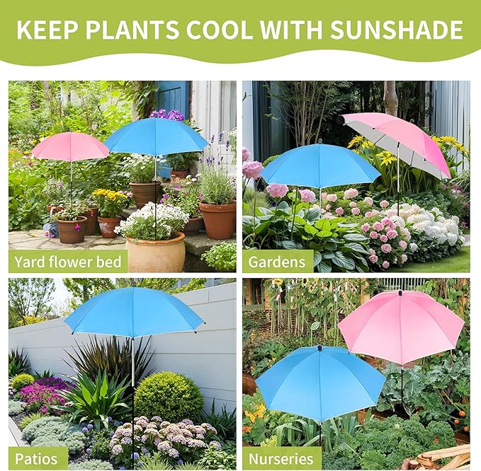 POPUPARTY Plant Shade Umbrellas for Outdoor Plants,23.6" Garden Umbrella for Plants with Adjustable Angle,Shade Cloth for Garden, Potted Plants, Patio Flowers