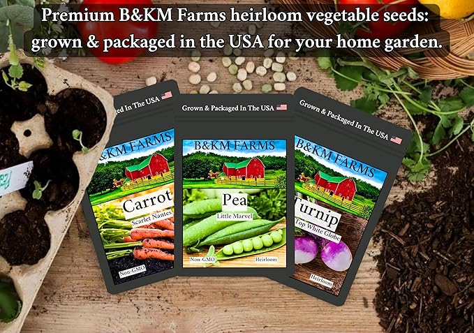 B&KM Farms Vegetable & Herb Seed Collection - 40 Varieties, 80 Packets, 90,000+ Heirloom Non-GMO Seeds, Resealable Storage Packaging (80 Pack: The Ultimate Survival Vault)