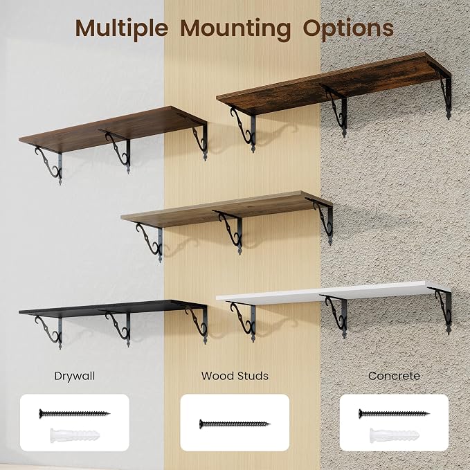 RICHFOCUS 12 Inch Deep Floating Shelves for Wall, 39" W x 12" D Wood Wall Shelves Set of 2, Wide Floating Shelves for Living Room, Bedroom, Kitchen, Bathroom and Decor Storage, White