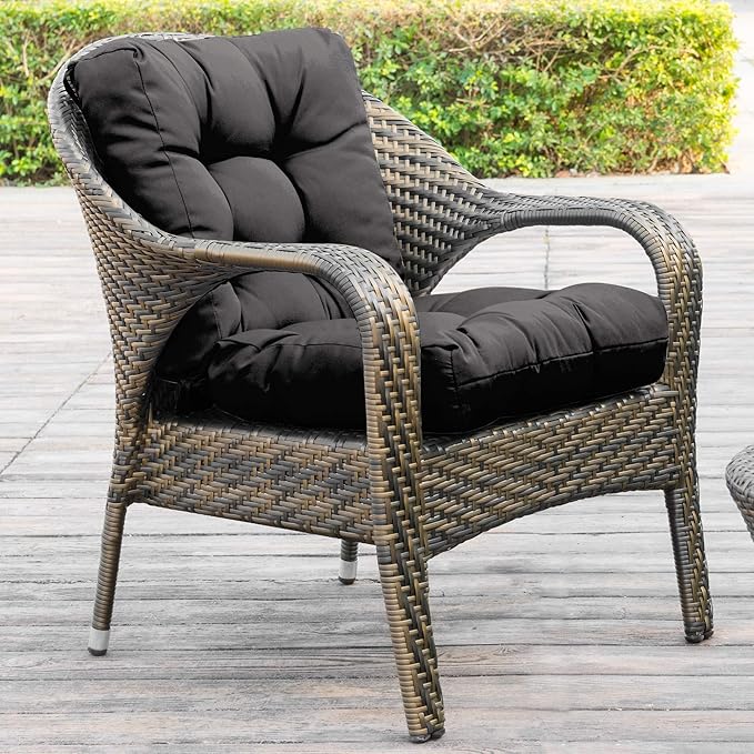 QILLOWAY Outdoor Chair Cushion for Patio Furniture, Waterproof Patio Cushions with Ties, Fade Resistant Replacement Pads for Outdoor Rocking Chairs,Dark Grey