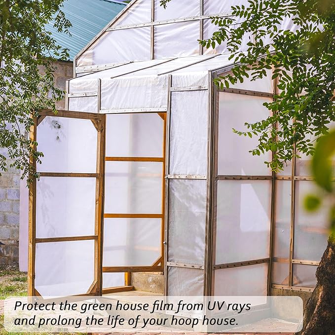 6 Mil Clear Greenhouse Plastic Sheeting,9.8FTx14.8FT Transparent Plastic Film for Greenhouse, Resistant Polyethylene Film for Farm,Garden…