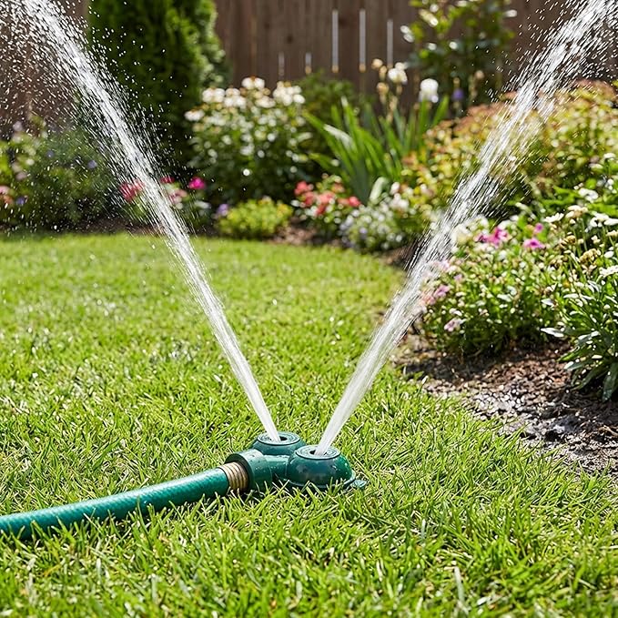 Twin Spot Stationary Sprinkler, Heavy-Duty Metal Dual Circle Sprinkler, Garden Spot Water Spray for Outdoor Yard Lawn Plants Irrigation
