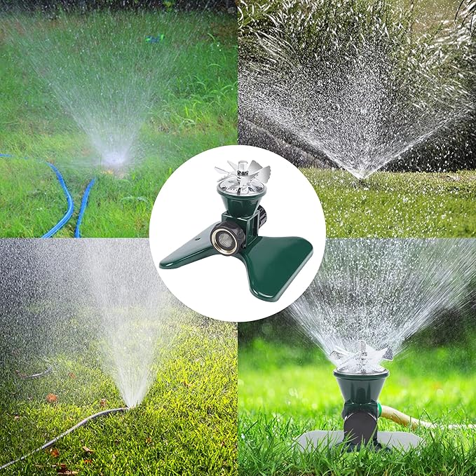 Biswing 1 Pack Lawn Sprinkler, Heavy Duty Metal Square Garden Sprinkler, 360 Degree Large Area Irrigation, Connectable Rotating Automatic Water Sprinklers for Yard Lawn Garden Watering