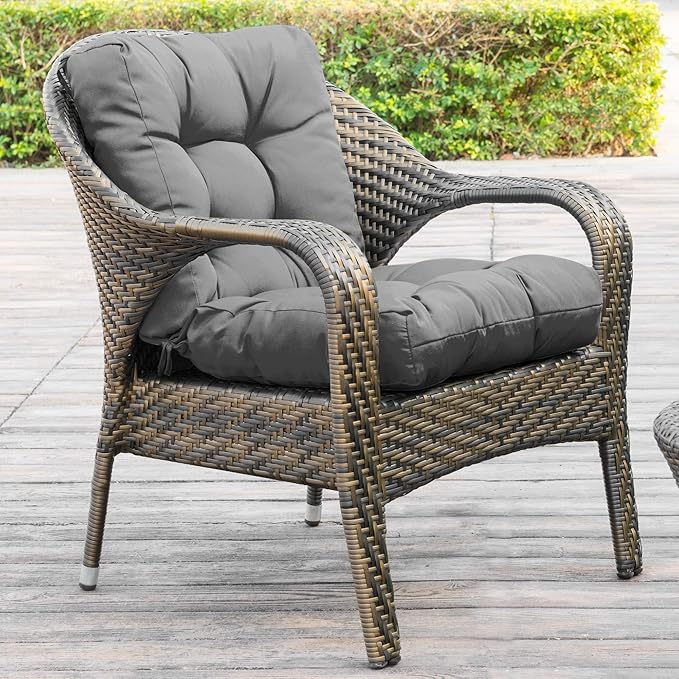 QILLOWAY Outdoor Chair Cushion for Patio Furniture, Waterproof Patio Cushions with Ties, Fade Resistant Replacement Pads for Outdoor Rocking Chairs,Grey