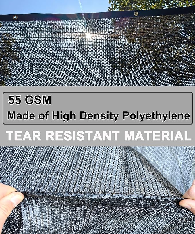 E.share 40%-50% Black Sun Shade Cloth Outdoor - 20Ft X 24Ft Garden Shade Netting with Grommets for Greenhouse, Plant Covers, Patio, Chicken Coop, Barn & Kennel