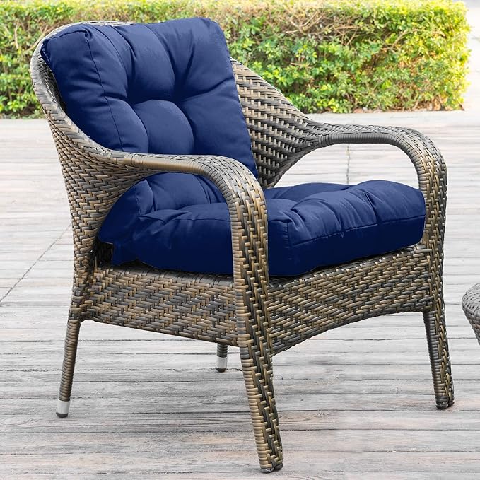 QILLOWAY Outdoor Chair Cushion for Patio Furniture, Waterproof Patio Cushions with Ties, Fade Resistant Replacement Pads for Outdoor Rocking Chairs,Navy