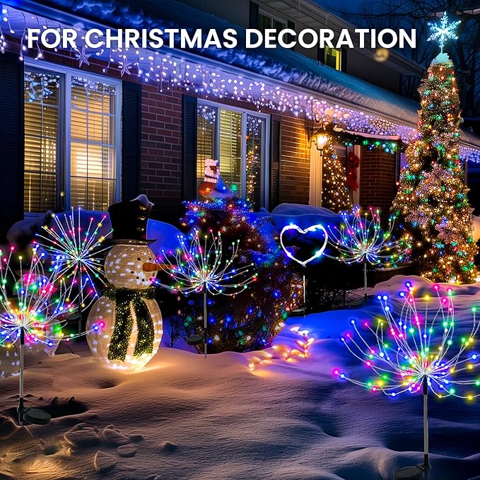 PEVOROS Garden Decor Solar Lights Outdoor,120LED Waterproof Colorful Solar Fairy Garden Lights for Outdoor Decoration,Yard, Patio, Porch,Flower Pot,Pathway,Christmas (2Pack)