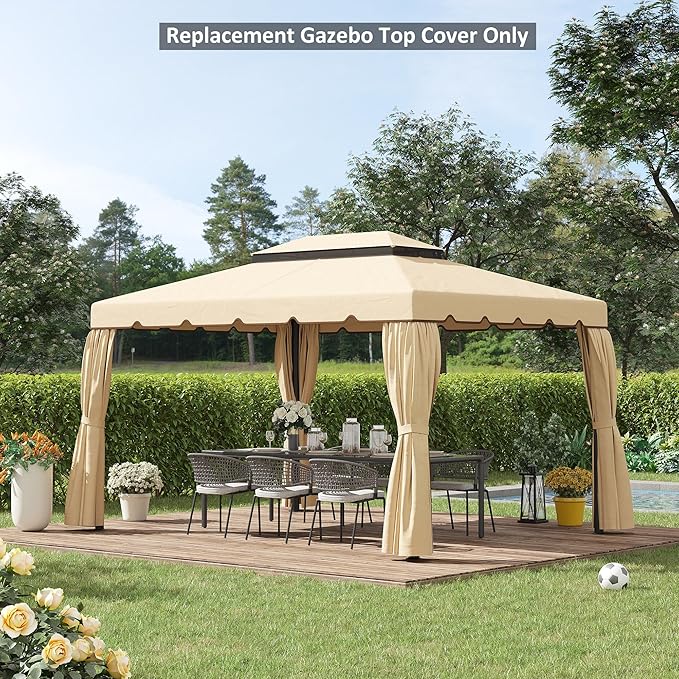 Outsunny 13' x 10' Gazebo Replacement Canopy, Gazebo Top Cover with Double Vented Roof for Outsunny 12.8' x 9.5' Frame for Garden Patio Outdoor (TOP ONLY), White