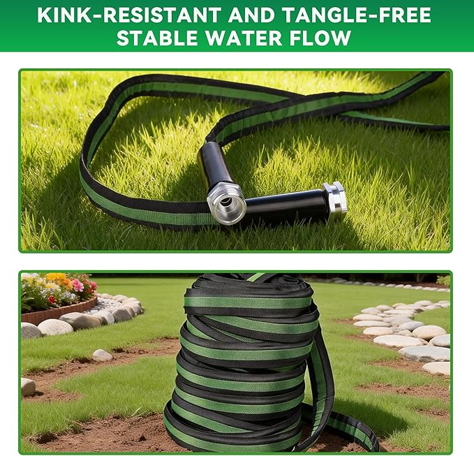 HERZO Garden Hose 50 FT, Lightweight, Ultra Flexible, Durable, Kink-Free Garden Hose, RV, Marine and Camper Hose