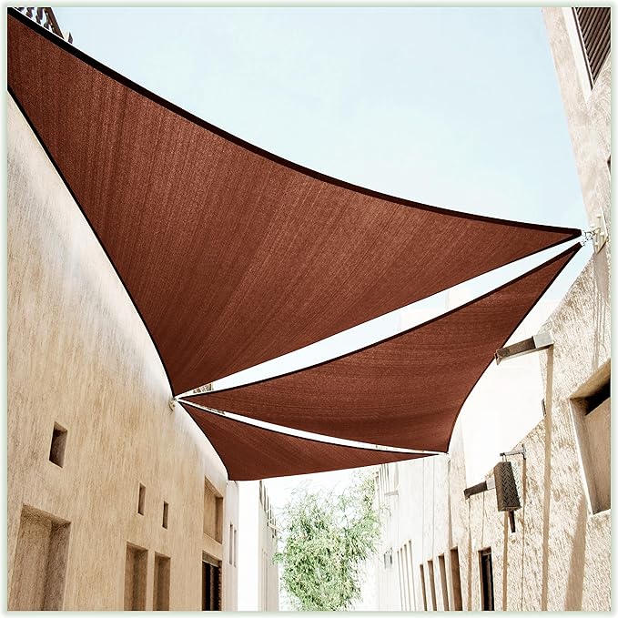ColourTree CTAPRT16 Custom Size Order to Make 13' x 16' x 20.6' Brown Right Triangle Sun Shade Sail Canopy Mesh Fabric UV Block UPF50 - Commercial Heavy Duty - 190 GSM - 3 Years Warranty