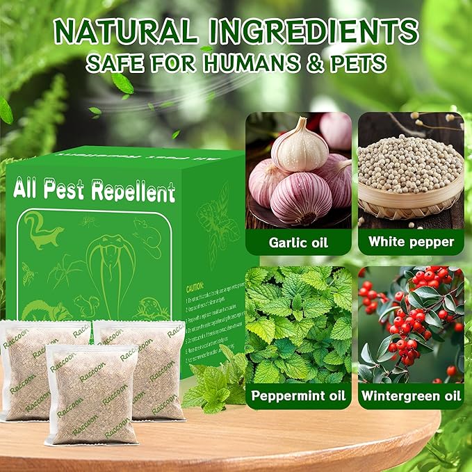 12 Pack Skunk Repellent Outdoor - Natural Raccoon Repellent Balls for Yards, Gardens, Keep Raccoon Away with Humane & Odorless, Raccoons Deterrent Long-Lasting Granules Safe for Pets & Kids