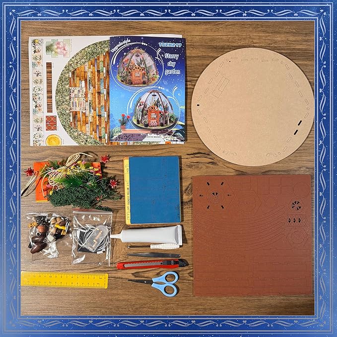 Soothee DIY Miniature House Kit, DIY Book Nook with LED Light | 3D Puzzles for Adults and Teens, Tiny Greenhouse Building Kits for Bookshelf Decor, Relaxing Gift for Craft Lovers | Starry Garden