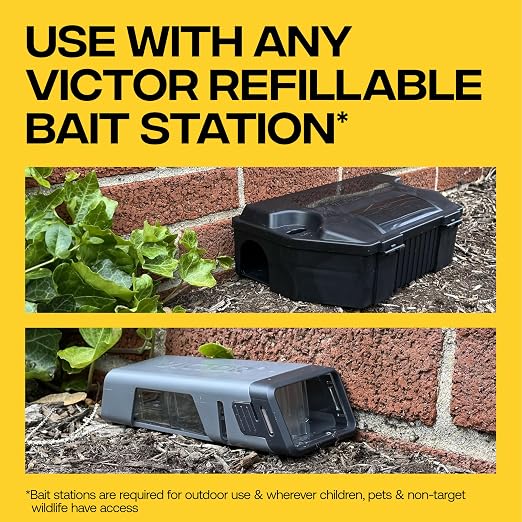 Victor Fast-Kill Bait Blocks II, 86-Count Rat and Mouse Poison Bait Blocks | Indoor and Outdoor Rodent Control, Eliminate Norway Rats, Roof Rats, & House Mice, Rodent Killer, 4lb Bag, M904B