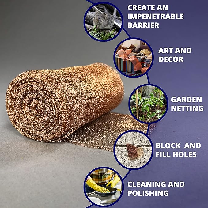 AWF PRO 4" x 20' Copper Mesh for Pest, Mice and Rodent Control, Pack of 3 – Rust and Bacteria Resistant, Perfect for Homes, Gardens and Decor