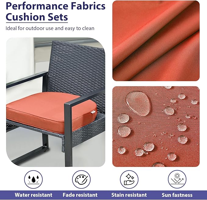 IPYNBAP Outdoor Chair Cushions Set of 4 -Waterproof Outdoor Seat Cushions for Patio Furniture, Patio Chair Cushion with Handle and Ties, Round Out Door Chair Pads,19" x 19" x 3", Spice
