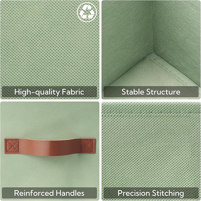 GRANNY SAYS 11 Inch Fabric Storage Cubes, 6-Pack, Sage Green
