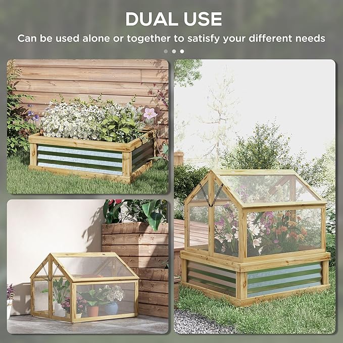 35.5Wx31.5Dx36H Weather-Protective Cold FFor rame Garden Bed, Twin-Wall Polycarbonate, Ventilated Climate Management, Natural Silver
