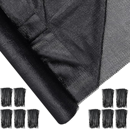 6 x 100 ft Shade Cloth Black Shade Cloth Roll for Covering Garden 70% Mesh UV Resistant Net with Ties for Patio Outdoor Greenhouse Fence Flower Plant Cover Canopy