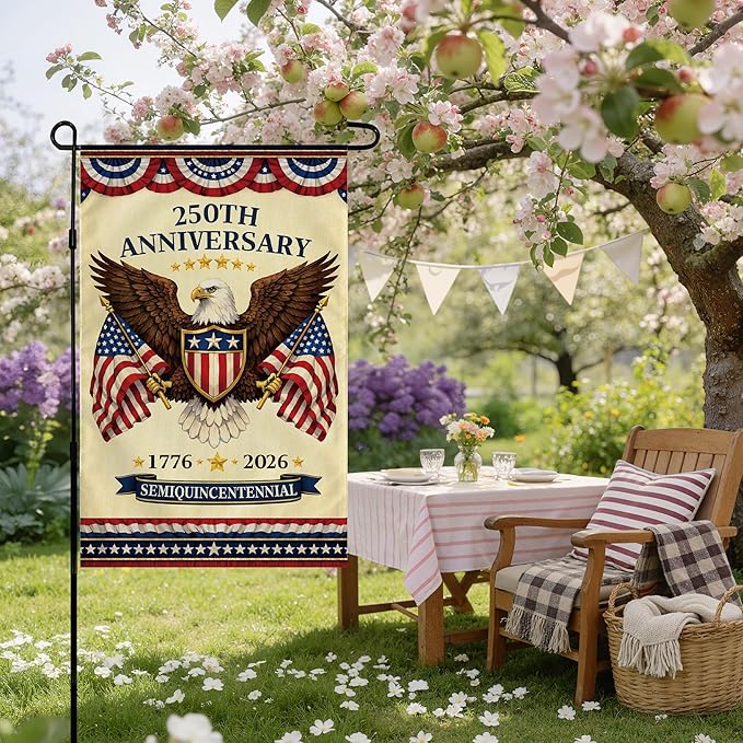 4th of July Decorations - 250th Anniversary Garden Flag | Fourth of July Decor Patriotic USA Banner,1776-2026 Independence Day Decorations Accessories for Garden Yard Porch Patio Lawn Outdoor Outside