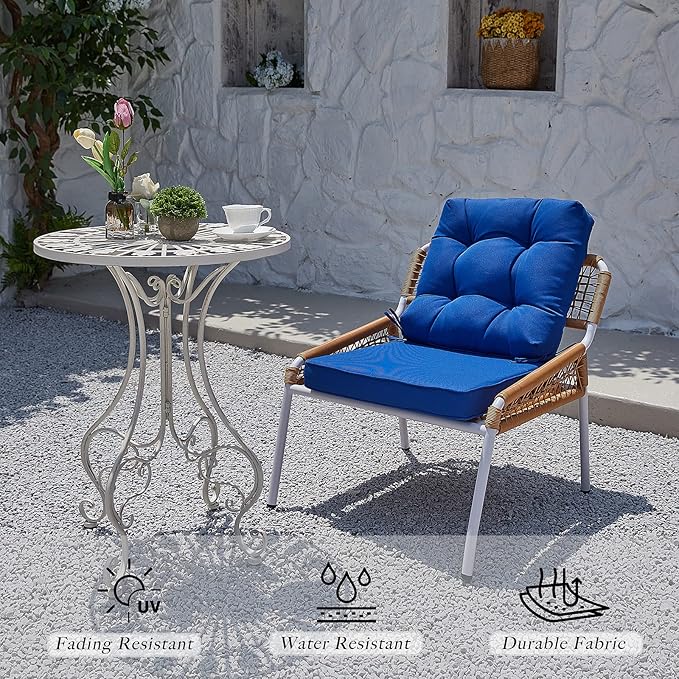 JMGBird Seat/Back Outdoor Chair Cushion Tufted Pillow, Deep Seat Cushion Set 22"x22", Outdoor Cushion for Patio Furniture
