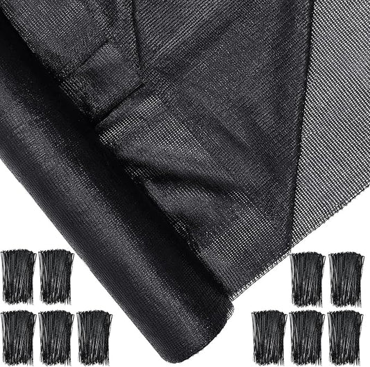 6 x 150 ft Shade Cloth Black Shade Cloth Roll for Covering Garden 70% Mesh UV Resistant Net with Ties for Patio Outdoor Greenhouse Fence Flower Plant Cover Canopy