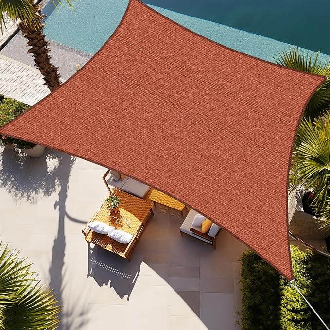 Shade&Beyond Custom 10'x14' Sun Shade Sail Canopy Rectangle UV Block Breathable Curved Sunshade for Backyard Yard Deck Outdoor Facility and Activities, Rust Red (We Make Custom Size)
