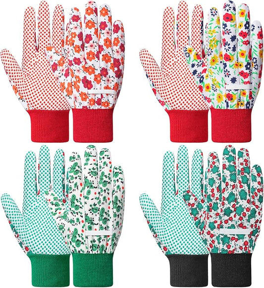 DOFOWORK Gardening Gloves - 4 Pair Garden Gloves for Women, Soft Womens Gardening Gloves Floral Cute Garden Gloves