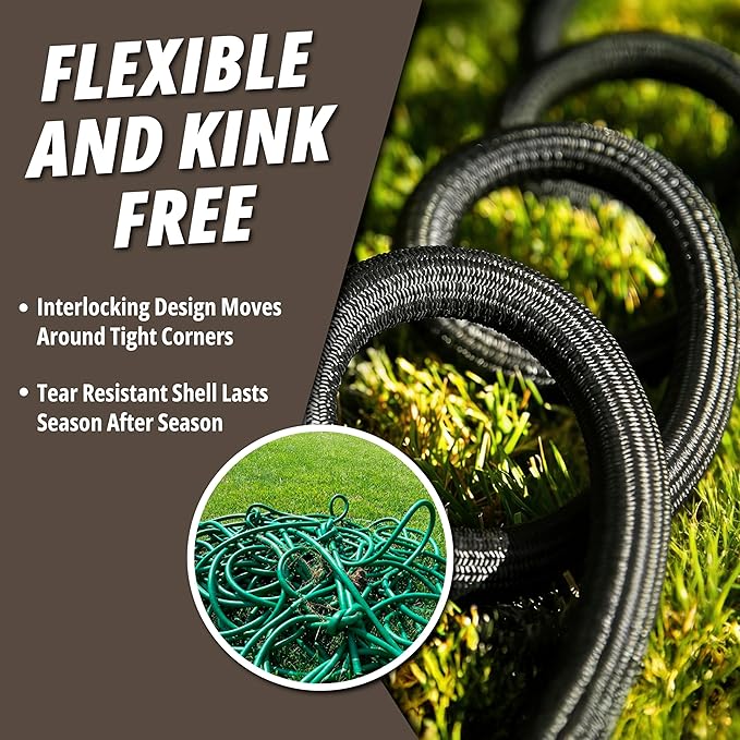 Hydrosteel PRO 50 Ft Metal Garden Hose with Nozzle, Water Hose Made from Heavy Duty 304 Stainless Steel, Flexible, Lightweight, Brass Crush Resistant Fittings, Non Kinking, 5/8” Diameter, 600 PSI