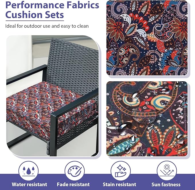 IPYNBAP Outdoor Chair Cushions Set of 4,Waterproof Outdoor Seat Cushions for Patio Furniture,Patio Chair Cushion with Handle and Ties, Out Door Chair Pads,18.5" x 16" x 3", Artistic Floral