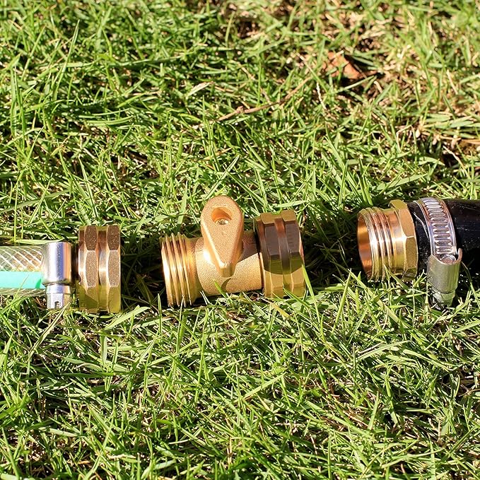 Solid Brass Garden Hose Repair kit Connector with Clamps 5/8" Barb x 3/4" Female,Fit for Garden Hose Fitting,Male and Female Hose Fittings