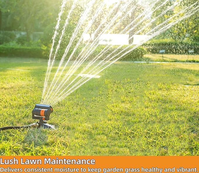 Upgraded Adjustable Oscillating Sprinkler, 16 Mini Turbine, Wide Area Coverage, Heavy-Duty Triangular Bracket Compatible for Lawn Yard Garden Watering