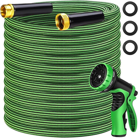 Garden Hose 100 ft Flexible Non-Expandable Water Hose Kink-Free Ultra Lightweight Leak-Proof Durable Portable Wear-Resistant Hoses Pipe with 3/4" Brass Fittings for Outdoor Yard Lawn Car Wash