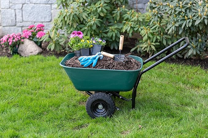 Garden Star 70019 Garden Barrow Dual-Wheel Residential Wheelbarrow Garden Cart