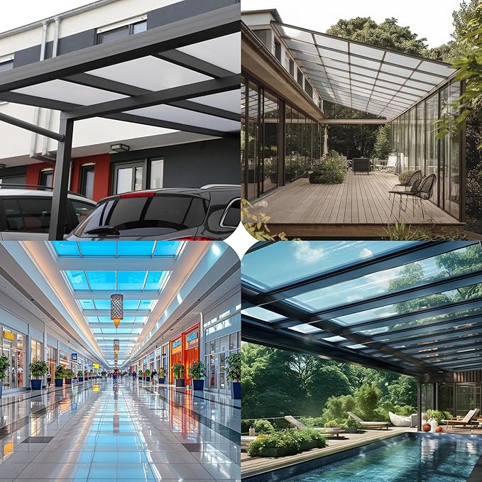 KASTLITE Polycarbonate Greenhouse Panels | 8mm Twin Wall Polycarbonate Roof Panels | 0.31" Clear, 2-Layer Polycarbonate Sheets | Shatterproof, UV Protected, Waterproof for Gardens Patios Backyards