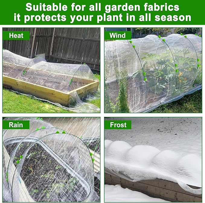 FOTMISHU Garden Hoops for Raised Beds Row Cover,6 Sets 5.6ft Grow Tunnel,Rust-Free Fiberglass Greenhouse Support Hoops Frame for Garden Mesh Netting, Outdoors Plant Growth -24PCS