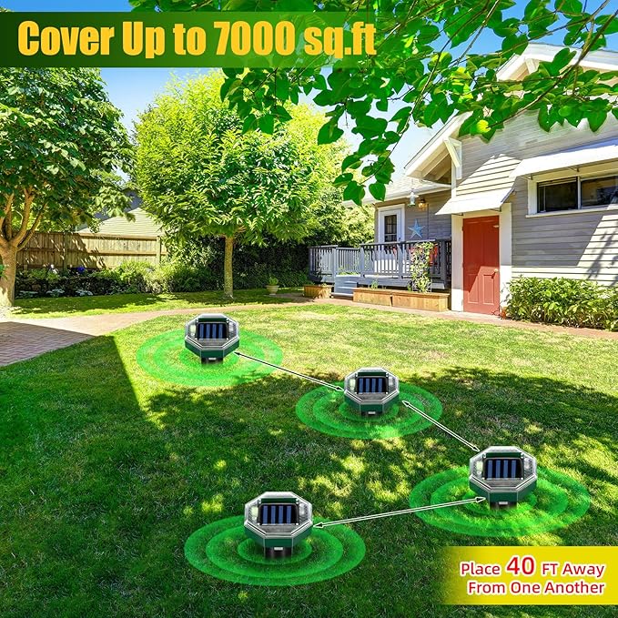 Mole Repellent Solar Powered,8 Pack Gopher Repellent Ultrasonic Mole Stakes Spike Deterrent for Yard,Solar Rodent Repeller Outdoor for Vole Groundhog Snake Burrowing Animals for Lawns Gardens Farms