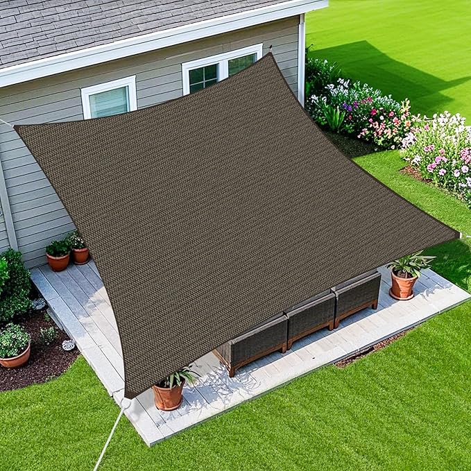 Amagenix Sun Shade Sail 4'X10' Curved Edge Outdoor Shade Canopy Mocha Breathable 95% UV Block Shade Cloth for Patio Garden Backyard (We Make Custom Size)