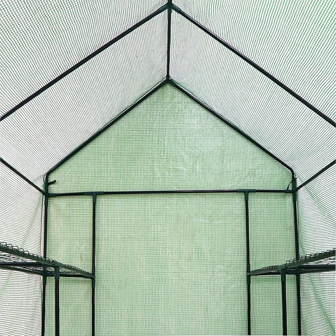 HomGarden HomGarden Greenhouse,57 x 57 x 76'' Greenhouses for Outdoors 3-Tier 8 Shelves Plant Flower Tent Lawn Patio Garden Plant Shelf Green House w/PE Cover and Zipper Door