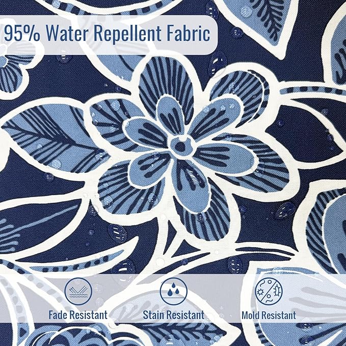 Outdoor Foam Adirondack Cushion, Water Repellent Foam Cushion for Adirondack Chairs Patio Furniture, 44 x 19 Inch, Flower Navy