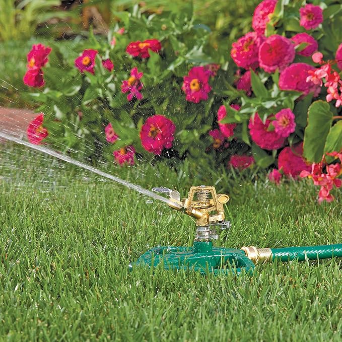 Melnor 65163AMZ Metal Pulsating Sprinkler Bundle, Green