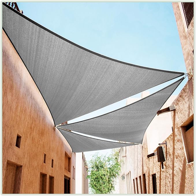 ColourTree CTAPRT16 Custom Size Order to Make 10' x 15' x 18' Grey Right Triangle Sun Shade Sail Canopy Mesh Fabric UV Block UPF50 - Commercial Heavy Duty - 190 GSM - 3 Years Warranty
