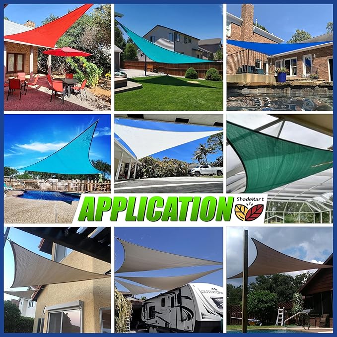 ShadeMart 21' x 21' x 21' Sand Beige Sun Shade Sail UPF50 Triangle smTAPT08 Canopy Fabric Cloth Screen, Water Air Permeable & UV Resistant, Heavy Duty (We Customize Size)