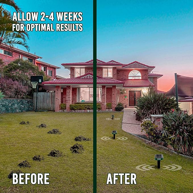 Animal Repellent for Garden - Our 2 Pack Rodent, Mole Repellent for Lawns is The Answer for How to Keep Groundhogs Away - Waterproof Pest Repellents to Get Rid of Moles in Your Yard