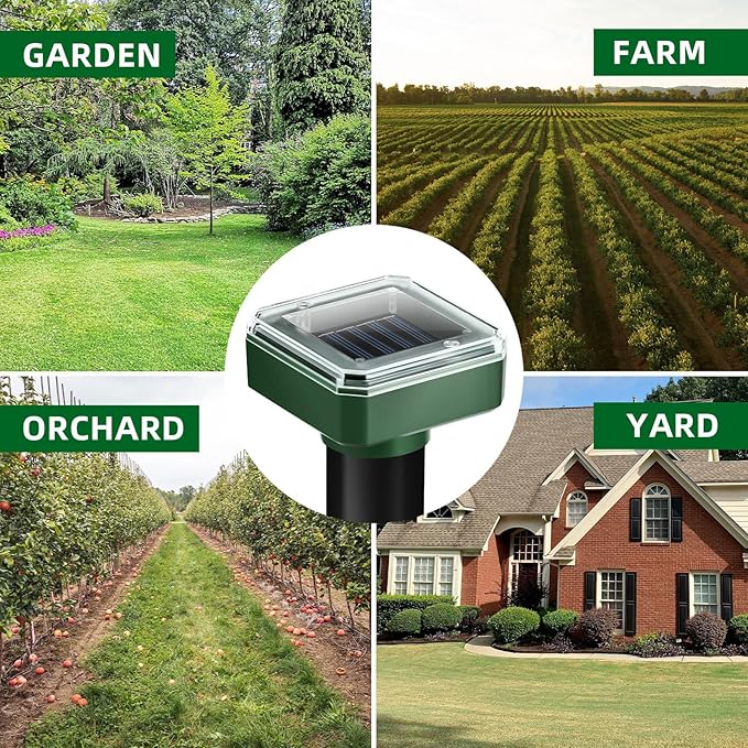 8 Pack Mole Repellent Solar Powered, Gopher Repellent Ultrasonic Groundhog Repeller Mole Stakes Deterrent, Solar Rodent Repeller Vole Repellent Spikes Snake Rodent Repellent for Lawns Yard