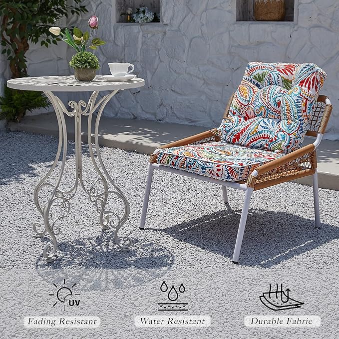 JMGBird Outdoor Chair Cushions Set - 19"x19" Deep Seat & Back Cushions, Water-Resistant Tufted Pillows for Patio Furniture