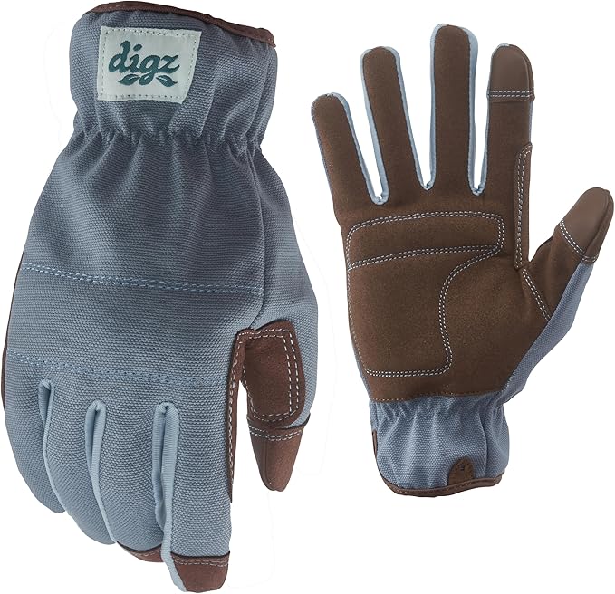 Digz Women's Small Duck Canvas Garden Gloves, Touchscreen, Blue