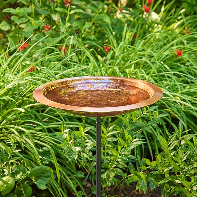 Good Directions Fired Copper Bird Bath on Garden Pole 18"