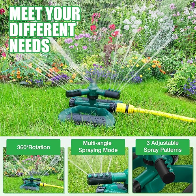 UNIFUN Sprinkler for Yard, Rotating Water Garden Sprinkler for Large Area Coverage, Lawn and Yard Sprinklers