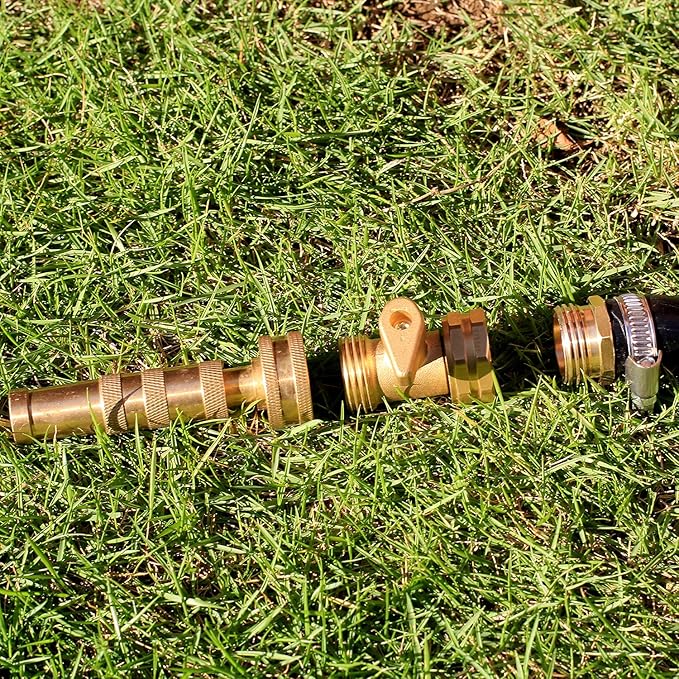 Solid Brass Garden Hose Repair kit Connector with Clamps 5/8" Barb x 3/4" Male,Fit for Garden Hose Fitting,Male and Female Hose Fittings