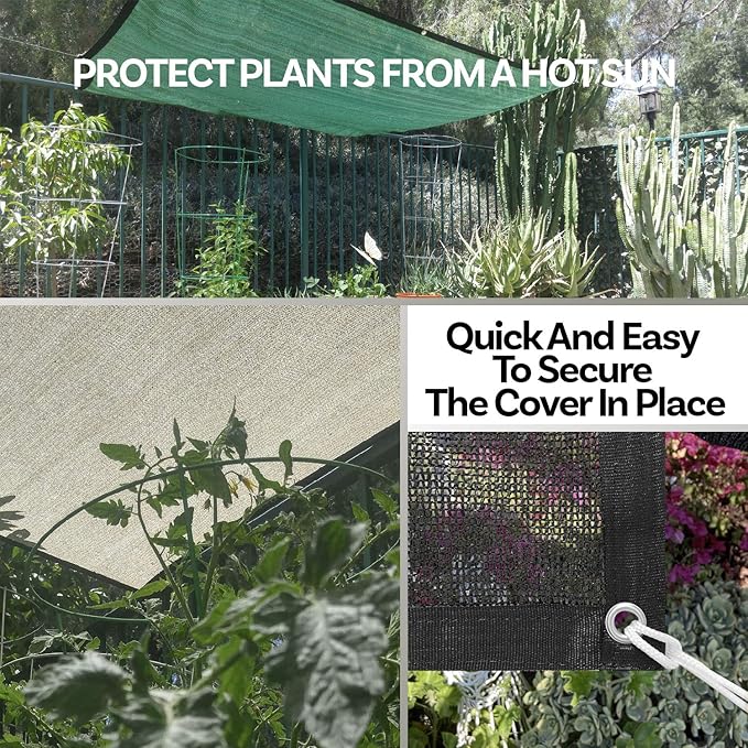 Alion Home HDPE 50% Sun Block Garden Netting Mesh (6'x6'6'', Green)